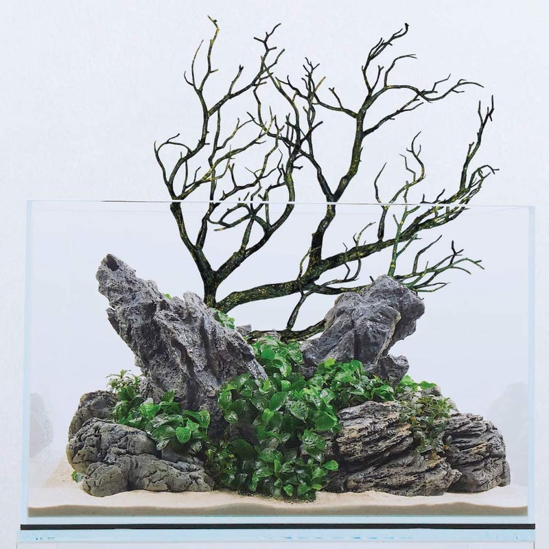 CURRENT USA Moss Green Manzanita Branch 22-inch Tall with Weighted Base | Tree Branches Molded Aquarium Decor Decoration Fake Artificial Fish Tank Ornament for Freshwater or Saltwater (7396) - Image 3